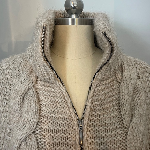 Elsamanda  Beige Zip Up Cable Knit Sweater Vest-Alpaca Wool Blend- Italy-Small - Picture 3 of 11